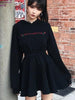 Black Hooded Mini Gothic Dress Girl Punk Hoodie Harajuku Long Sleeve RSMIKU212212 - Sequin Dress Plus