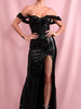 Black Long Sequin Dress Maxi Slit Cocktail Party Prom Wedding Guest Ball RLM82061 - Sequin Dress Plus