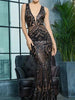 Black Maxi Long Sequin Dress Mermaid Cocktail Party Prom Wedding Guest RSLM81336 - Sequin Dress Plus