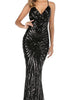 Black Gold Maxi Long Sequin Dress Mermaid Cocktail Party Prom Wedding Bridesmaid RSYMK-MR-H19009 - Sequin Dress Plus