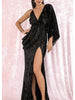 Black Maxi Sequin Dress Long Cocktail Party Wedding Bridesmaid Dress RLM81848 Autumn/Winter - Sequin Dress Plus