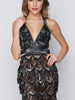 Black Mini Sequin Dress with Fringe Party Prom Tassels V-Neck RYMK-LJ19004 - Sequin Dress Plus