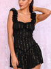 Black Mini Short Sequin Dress Party Prom Wedding Square Neck Ruffled Straps RSLM81256A - Sequin Dress Plus