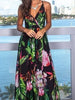 Floral Printed Long Maxi Dress Bohemian Boho Tropical Beach Women V-Neck RSNADAF1002 - Sequin Dress Plus