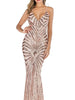 Gold Maxi Long Sequin Dress Bridesmaid V-Neck Cocktail Party Prom Wedding Guest RSYMK-MR-H19009 - Sequin Dress Plus