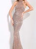 Gold Maxi Long Sequin Dress Halter Mermaid Cocktail Party Prom Wedding Guest Bridesmaid Dress Ball RSLM1079 - Sequin Dress Plus