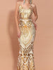 Gold Maxi Long Sequin Dress Mermaid Cocktail Party Wedding Guest Bridesmaid RMFT9314 - Sequin Dress Plus