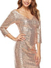 Gold Mini Short Knee Length Sequin Dress Long Sleeves Bodycon Cocktail Party Prom Wedding Guest Bridesmaid Dress Ball RSYA-A2445-P47 - Sequin Dress Plus