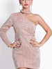Gold Short Sequin Dress Mini Bodycon Party, Prom, Wedding One Shoulder SMFT8889 - Sequin Dress Plus
