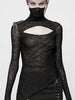 Gothic Black Knitted T-Shirt Punk Women Fashion Dark Styling Tees Hollow Tassel RSPUNKOT-554TCF3 - Sequin Dress Plus