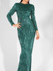 Green Long Sequin Dress Cocktail Party Prom Wedding Guest Bridesmaid RSLM81320 GREEN - Sequin Dress Plus