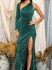 Green Long Sequin Dress Maxi Slit Cocktail Party Prom Wedding Guest Ball RLM81333-2 GREEN - Sequin Dress Plus