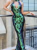 Green Long Sequin Dress Mermaid Evening Gown Cocktail Party Wedding Guest Prom RSFT18727-3 - Sequin Dress Plus