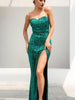 Green Maxi Long Sequin Dress Cocktail Party Prom Wedding Guest Bridesmaid Dress RSLM1056 - Sequin Dress Plus