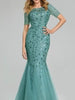 Green Maxi Long Sequin Dress Mermaid Cocktail Party Prom Wedding Guest Bridesmaid Dress Ball RSEV-7886GN - Sequin Dress Plus