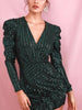 Green/Black Mini Sequin Dress Long Sleeve Cocktail Party Prom Wedding Guest RLM82010 - Sequin Dress Plus