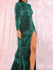 Long Sleeve Green Long Sequin Dress Bridesmaid Cocktail Party Prom Wedding Guest RLM81320-1 - Sequin Dress Plus