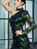 Mini Sequin Dress with Fringe Green Tassel Party Dress One-Shoulder SLM81391 - Sequin Dress Plus