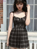 Plaid Gothic Mini Goth Dress Women Punk Harajuku Street Wear Preppy Style RSMIKU213345 - Sequin Dress Plus