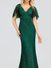 Plus Size Dark Green Maxi Long Sequin Dress Mermaid Cocktail Party Prom Wedding Guest Bridesmaid Dress Ball RSS0838 - Sequin Dress Plus