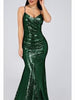 Plus Size Dark Green Maxi Long Sequin Dress V-Neck Spaghetti Straps Cocktail Party Prom Wedding Guest Bridesmaid Dress Ball RSS07339 - Sequin Dress Plus