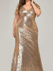 Plus Size Gold Long Sequin Dress Maxi Cocktail Party Prom Wedding Guest Bridesmaid Dress Ball RSS7988 - Sequin Dress Plus