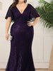 Plus Size Plus Size Dark Purple Maxi Long Sequin Dress Cocktail Party Prom Wedding Guest Bridesmaid Dress Ball RSS00838 - Sequin Dress Plus