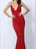 Red Long Sequin Dress Maxi Bridesmaid Cocktail Wedding Party Prom RSLM0055 - Sequin Dress Plus