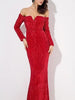 Red Long Sleeve Maxi Long Sequin Dress Cocktail Party Prom Wedding RSLM1203 - Sequin Dress Plus