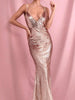 Rose Gold Maxi Long Sequin Dress Bridesmaid Cocktail Party Prom Wedding RSLM81225 - Sequin Dress Plus