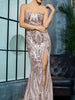 Rose Gold Maxi Long Sequin Dress Bridesmaid Dress Mermaid Cocktail Party RLM81342-2 ROSEGOLD - Sequin Dress Plus