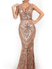 Rose Gold Maxi Long Sequin Dress Cocktail Party Prom Wedding Guest Bridesmaid Dress Ball RSFT18726-1 - Sequin Dress Plus