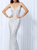 Silver Maxi Long Sequin Dress Cocktail Party Prom Bridesmaid Dress Ball RSLM0043 - Sequin Dress Plus