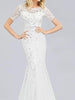 White Maxi Long Sequin Dress Cocktail Party Prom Wedding Guest Mermaid REZ07707NB - Sequin Dress Plus