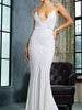 White Maxi Long Sequin Dress Cocktail Party Wedding V-Neck Backless  RSLM81225 - Sequin Dress Plus