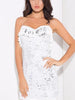 White Mini Short Sequin Dress Fringe Party Prom Wedding Guest Cocktail RSLM0093 - Sequin Dress Plus